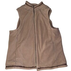Guide Gear Series Women's Reversible Beige Zip Up Fleece Wool Vest Size XL